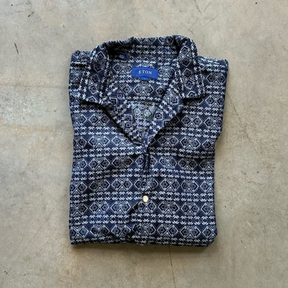 Eton Blue Patterned Shirt